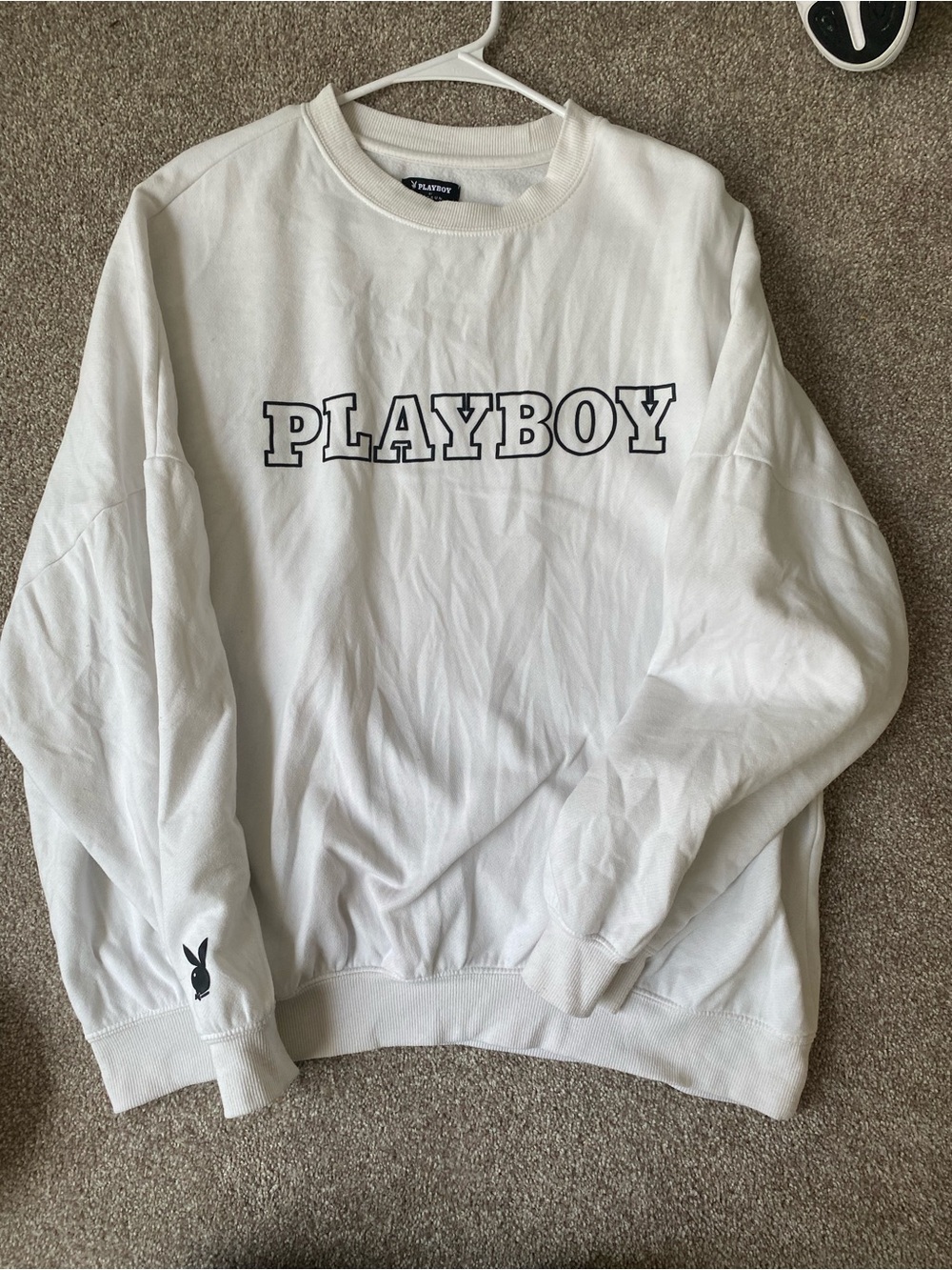 PLAYBOY White Crewneck with Black Logo
